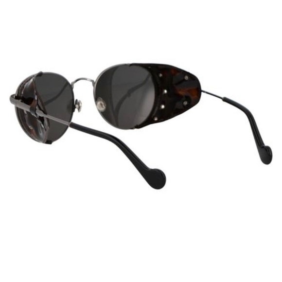 Moncler ML0182 Blazon Gunmetal Round Metal Frame Sunglasses Italy Polarized - Picture 6 of 15